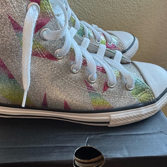 CTAS HI- Converse Girls High Tops, Silver, Aqua, White - Picture 4 of 15